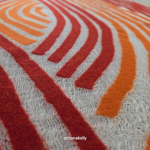 NWOT Zoe Woven Scarf with Vibrant Wool Stripes Red & Orange - Picture 7 of 16